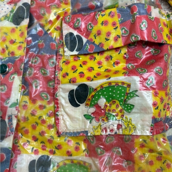 Vintage 1970s Laminated Kids Patchwork Ragdoll Raincoat - Picture 5 of 7